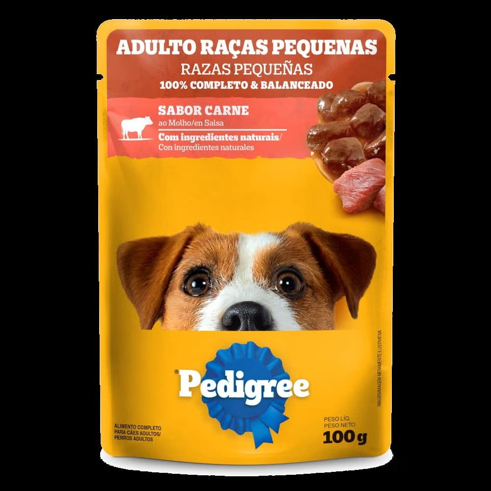 Pack Ração Úmida PEDIGREE Sachê Adulto Raças pequenas Sabor Carne Ao Molho caixa com 18