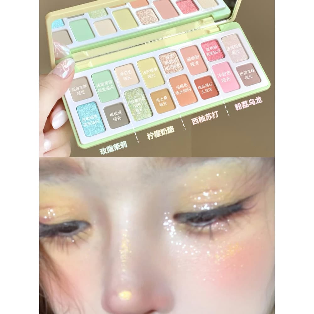 Primavera sentimento cor maquiagem dos olhos 16 cores paleta de sombra fosco estroboscópio fosco delicado fácil de color