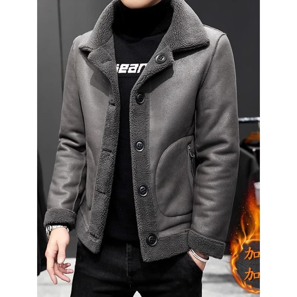 Forro de lã de inverno engrossado acolchoado jaqueta masculina de lã de cordeiro dupla face acolchoada jaqueta de pele f