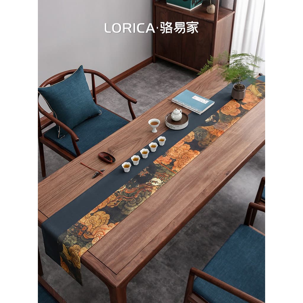 Luoyijia mesa de chá à prova d'água, nova bandeira de mesa Zen chinesa, tecido de mesa de chá, tira longa, toalha de mes