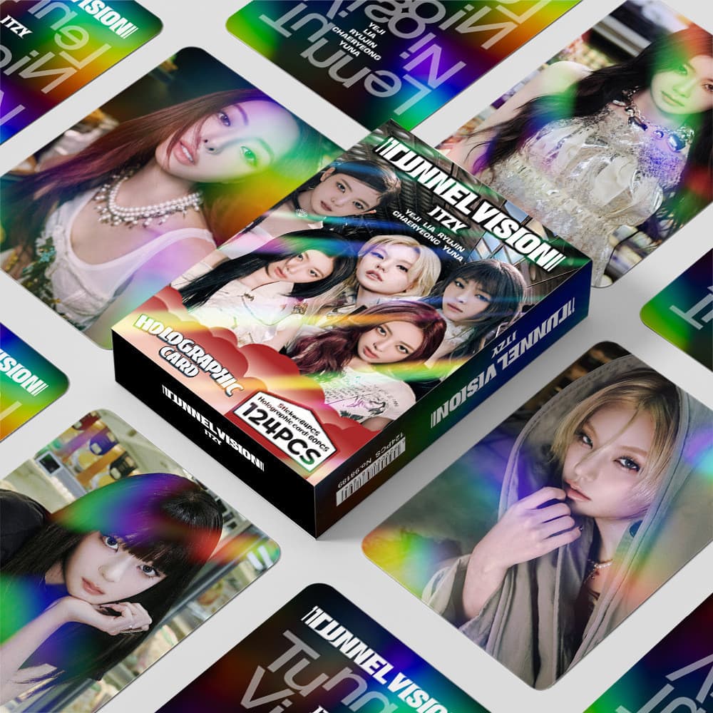 124 cartões Laser corrente principal ITZY novo álbum TUNNEL visão mercadoria cartão Flash estrela adesivo cartão LOMO