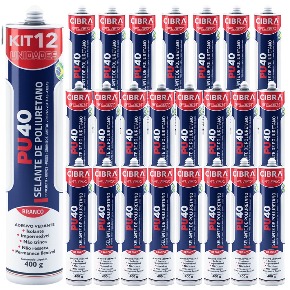 Kit 24 Selantes PU 40 Selante de Adesivo Vedante Cibra Flex