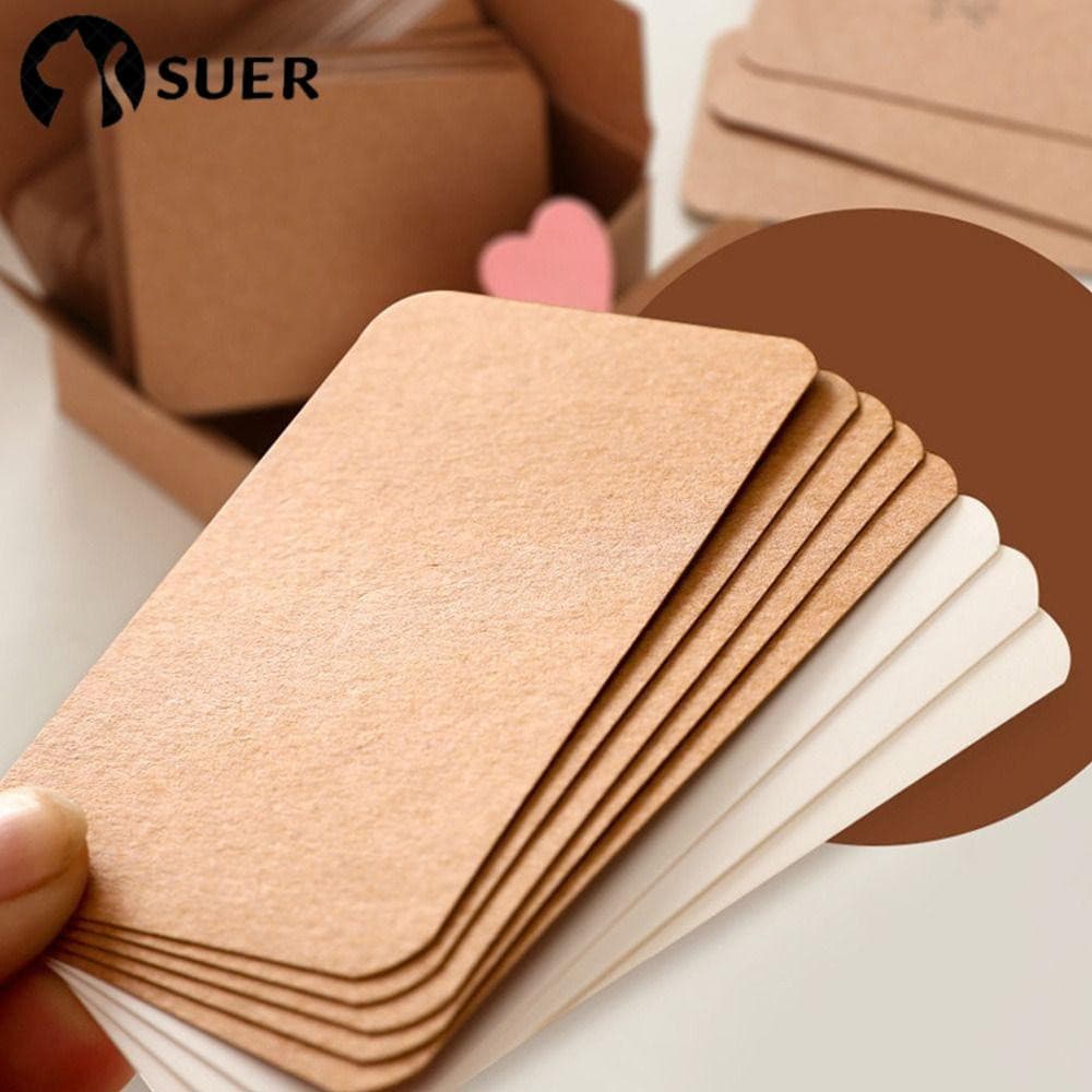 SUEBR 100pcs/box Cartão Em Branco Cartões De Visita De Casamento Kraft Papel De Carta Postal