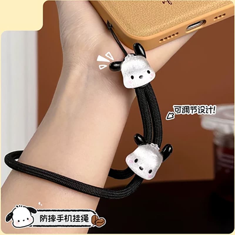 Cordão de pulso para celular, pingente retrátil ajustável, estilo ins, pingente fofo de desenho animado, corrente de cel