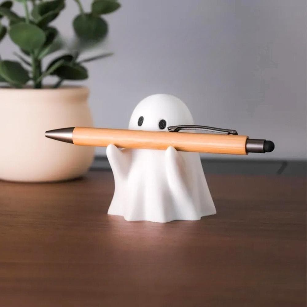 Porta-Canetas Fantasma De Resina – Organizador De Mesa Fofo Para Decoração De Escritório E Casa Com Tema De Halloween ,