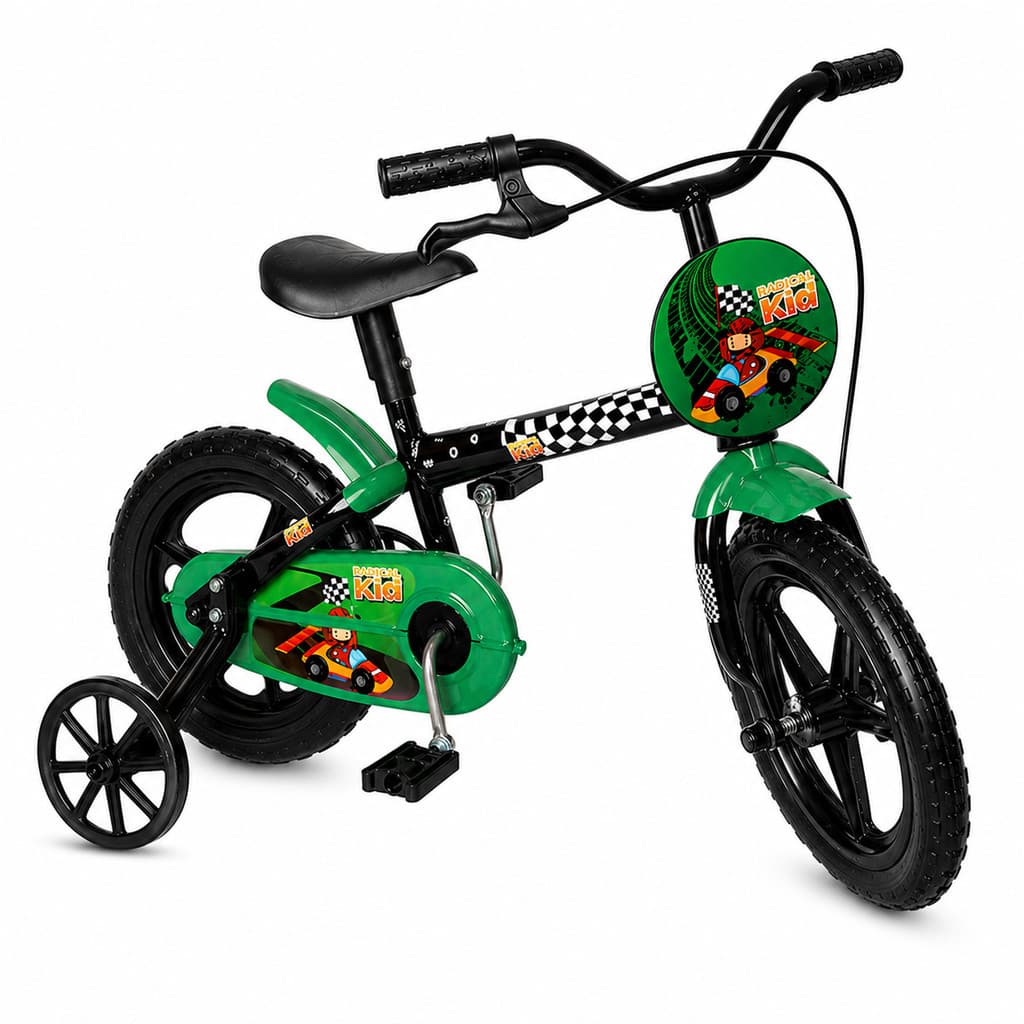 Bicicleta Infantil Aro 12 Radical Kid Styll Verde com Rodinhas Promoção Original Envio Rápido