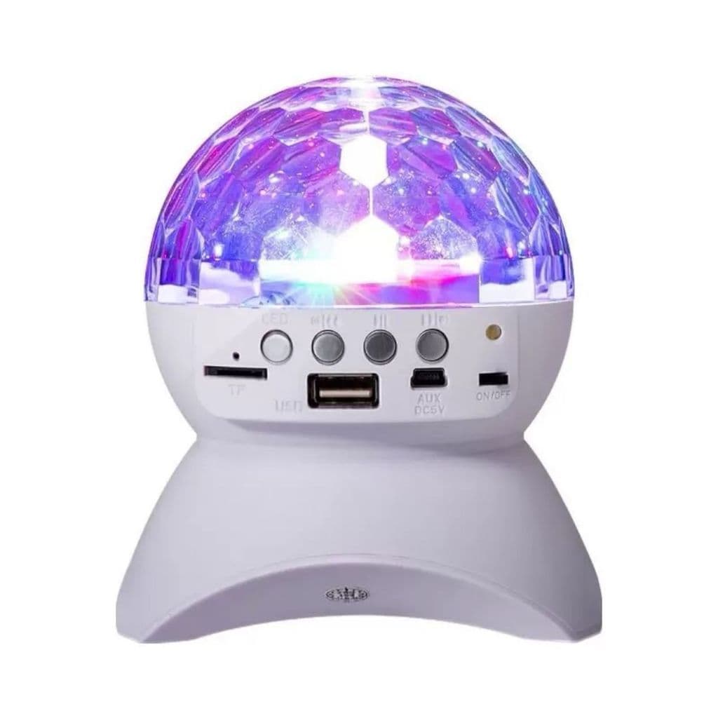 Globo Luminária Abajur Projetor Giratório 360º Led RGB Com Bluetooth Toca Música