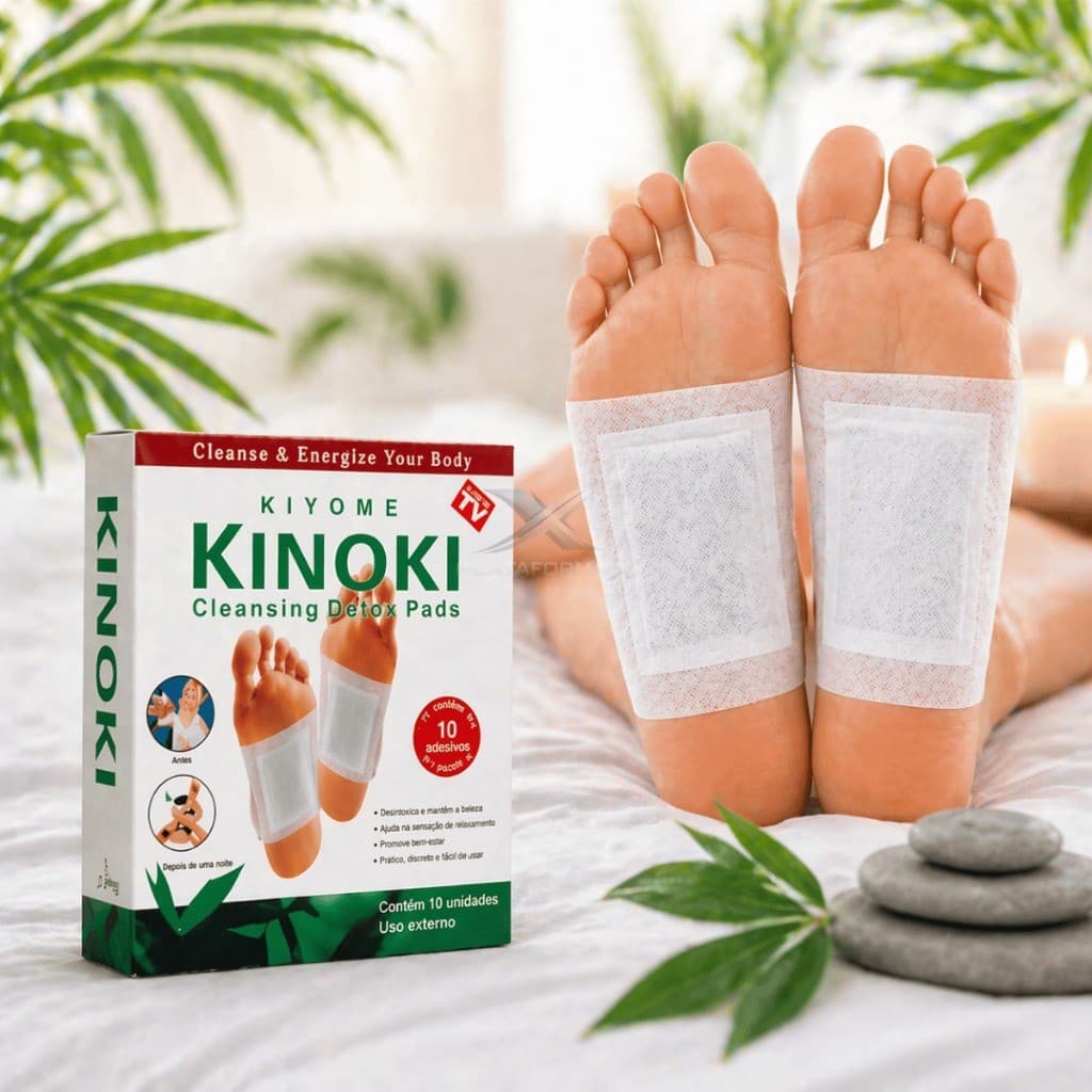 Kit Adesivos Kinoki Para Pés Detox Natural Relaxamento Noturno Eliminador de Toxinas Uso Diário