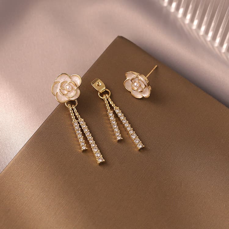 S925 prata agulha camélia brincos 2023 novo estilo High-End brincos feminino luz luxo nicho Mori Design brincos