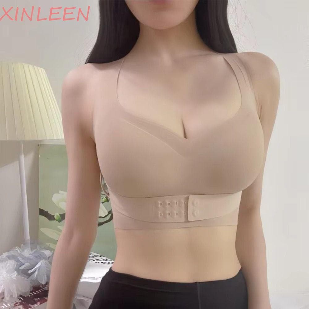 XINLEEN Sutiãs Femininos Sem Costura , Bralette Push Up Ajustável 2 Em 1 , Corretor De Postura Traseira , Roupa Íntima F