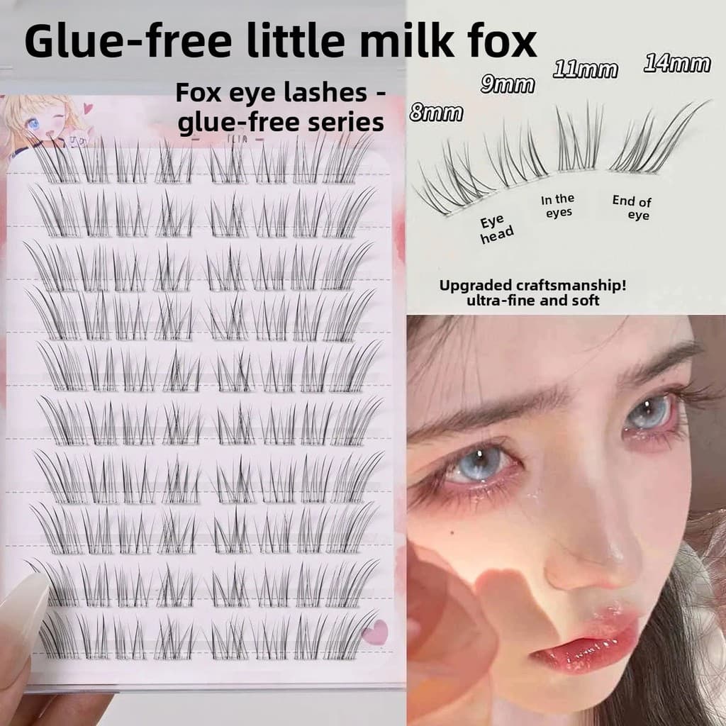 Sem cola Little Milk Fox Haste transparente Diagonal Flying Cílios postiços Fox Series Simulação Frio Inocente Puro Dese