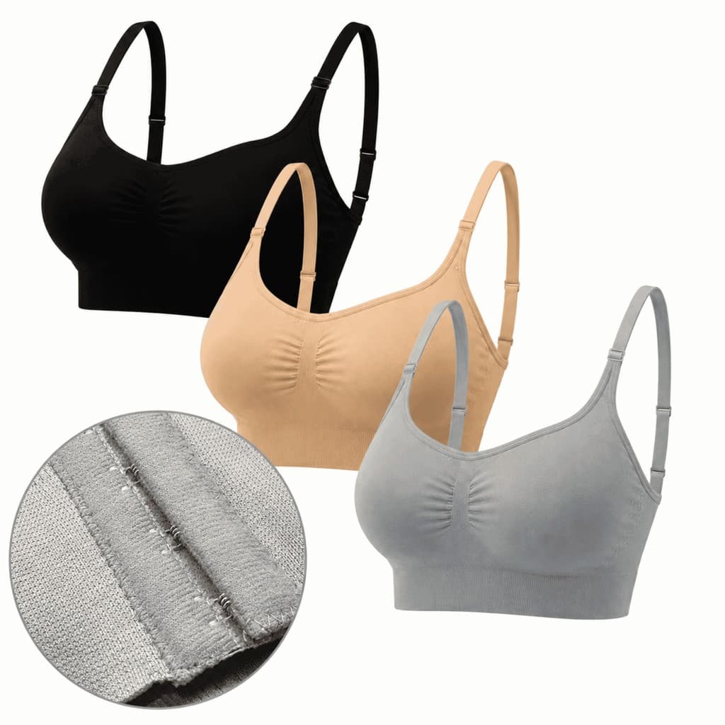 KIT 3 TOP ALÇA SENSUAL PREMIUM FEMININO CONFORT FIT YOGA FITNESS FECHO TRASEIRO AJUSTÁVEL CORRIDA Kit 2 ou 1