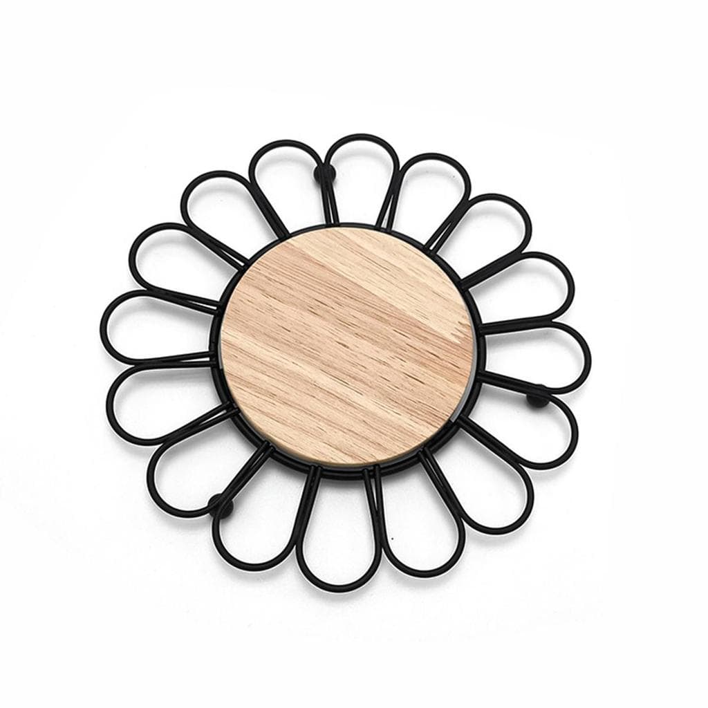Corchete quente em forma de flor negra (19 * 19 * 1,5cm), resistente ao calor e anti-deslizamento