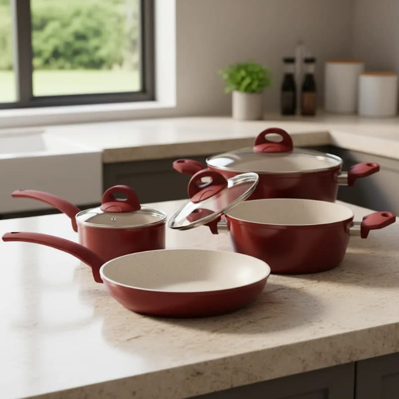 Conjunto de Panelas Cerâmico Member’s Mark 4 Peças Antiaderente Cozinha