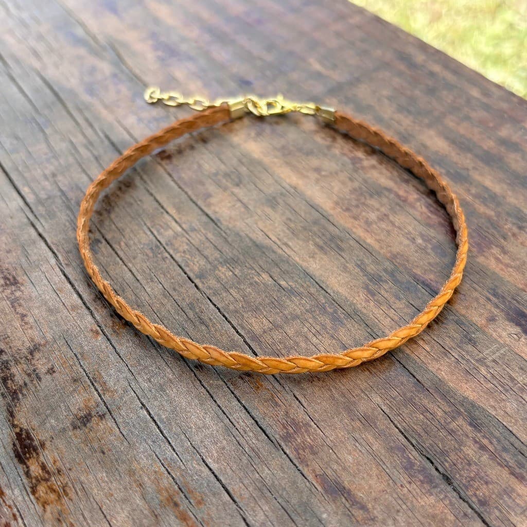 Choker country trançada couro estilo sertanejo rodeio
