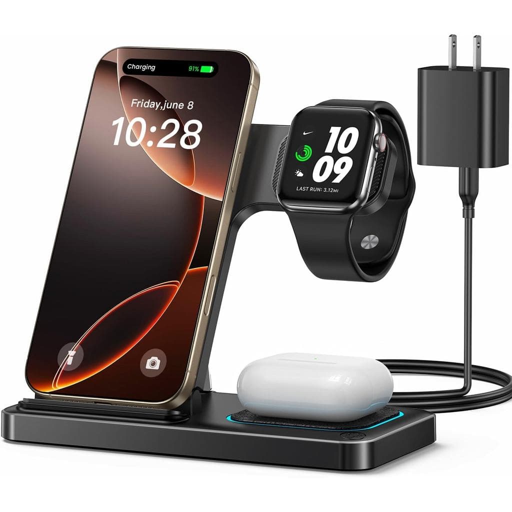 DUMTERR 3 in 1 Charging Station for Apple, Foldable Wireless Charger for iPhone 17 16 15 14 13 12 11 Pro Max, Wireless C