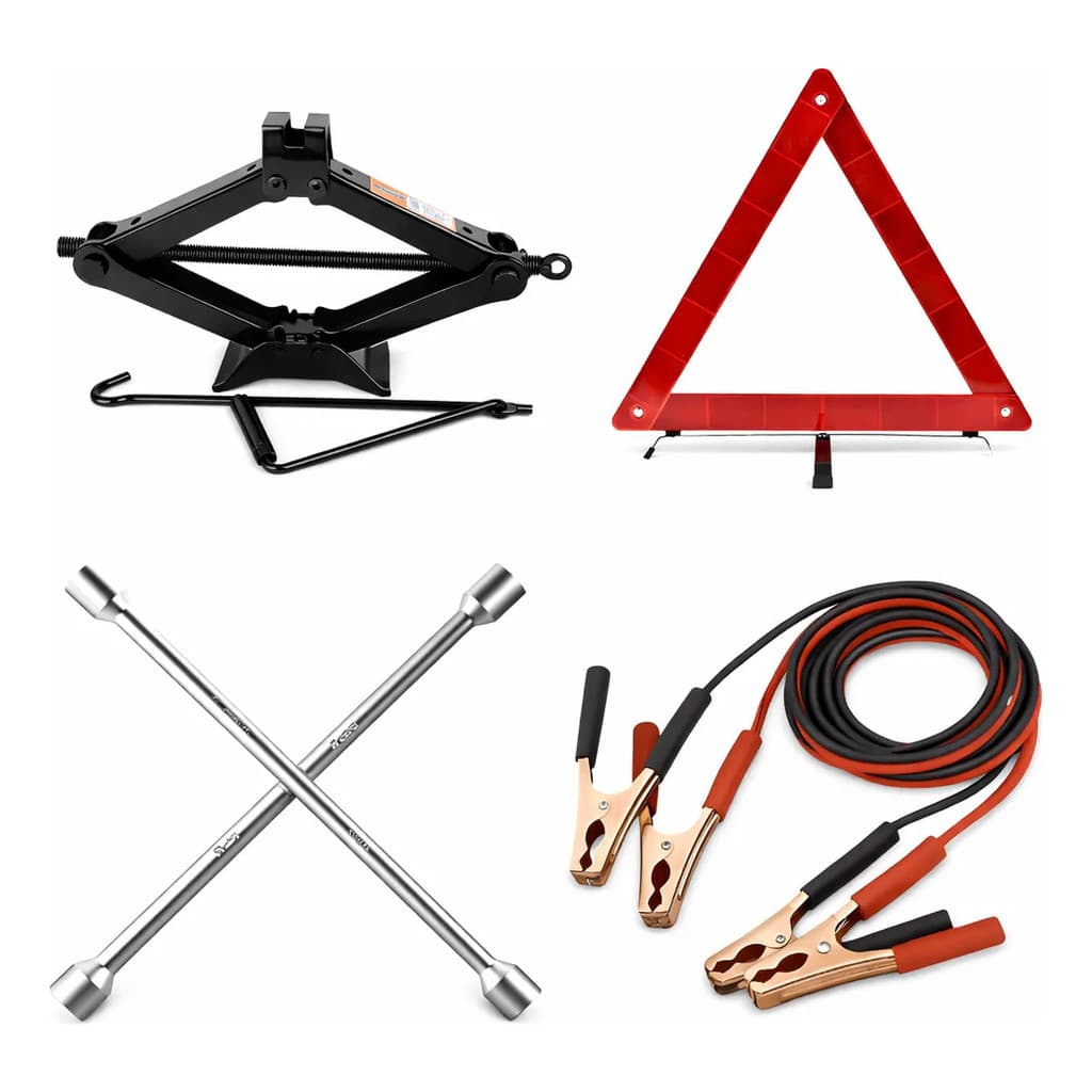 Kit Estepe Carro Macaco Triangulo Chave Roda Cabo De Chupeta