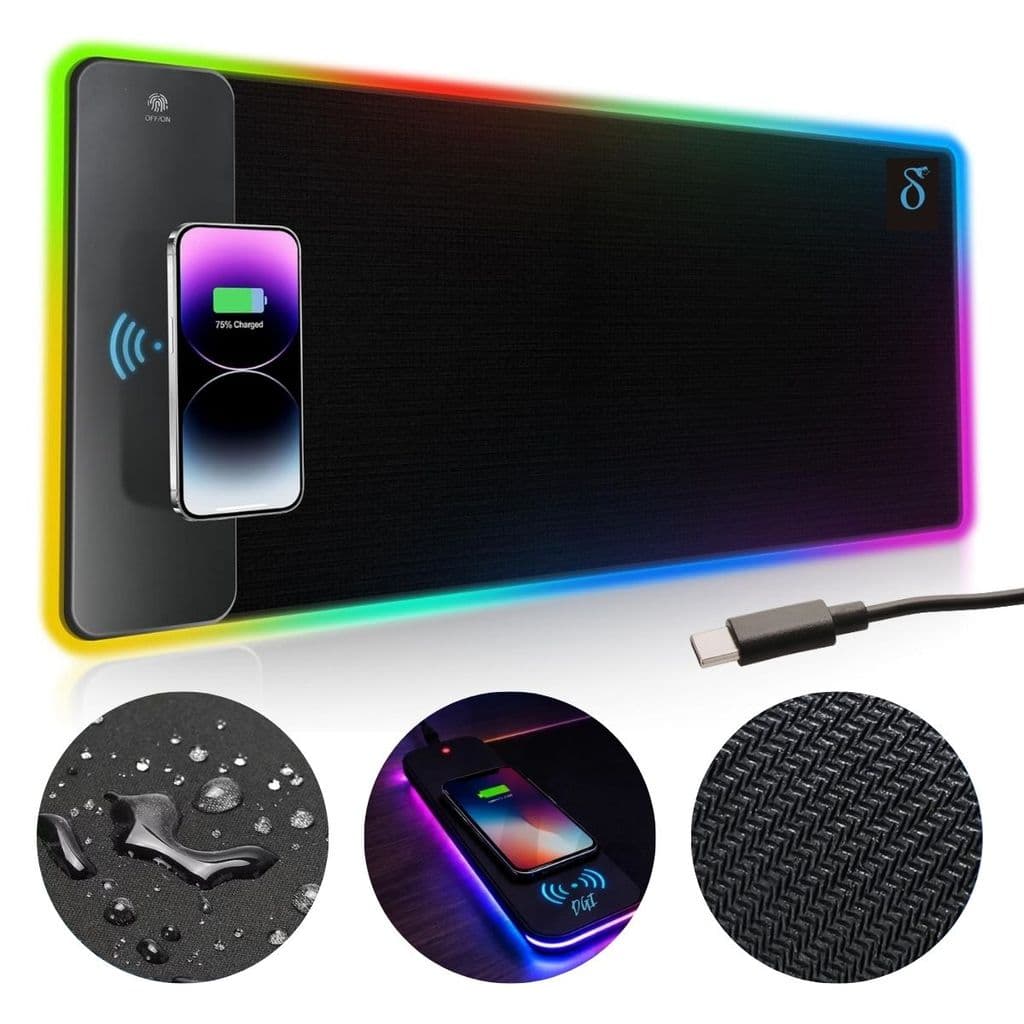 Mouse Pad Profissional Com Carregamento Indução 80x30 Gamer Led Com 10 Cores Digital Informatica