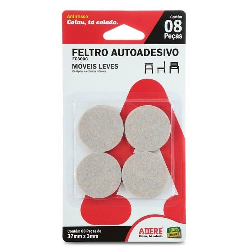 Feltro Protetor Antirrisco Adere FC300C 37x3mm - 8 peças