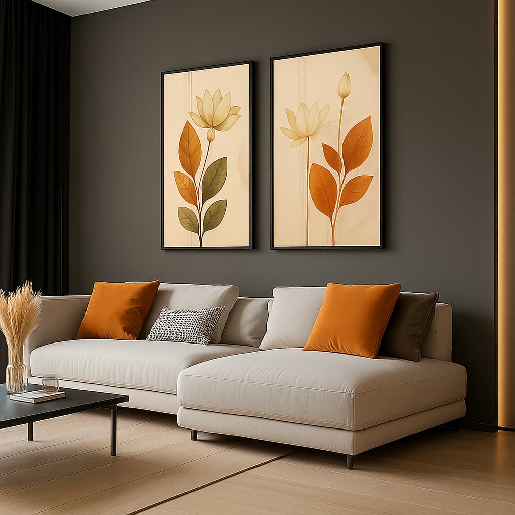Quadros Decorativos Com Moldura 50x70 Folhagem Moderno Grande Exclusivo
