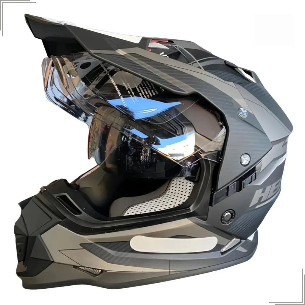 Capacete Moto Fechado Helt Cross Vision Glass Titanium C/ Viseira Cristal e Óculos Solar