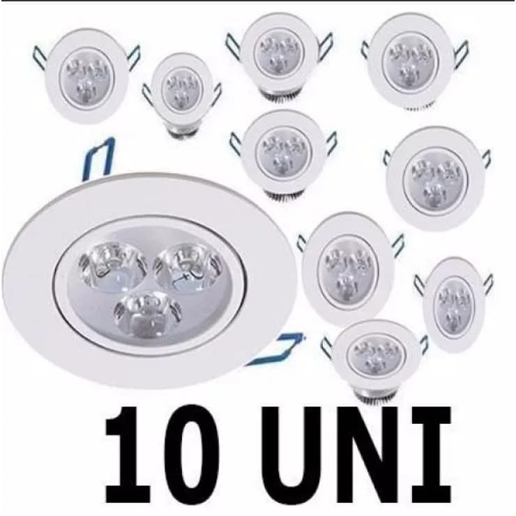 Kit 10 Lâmpadas Led 3w Spot Redondo Embutir Branco Frio Bivolt