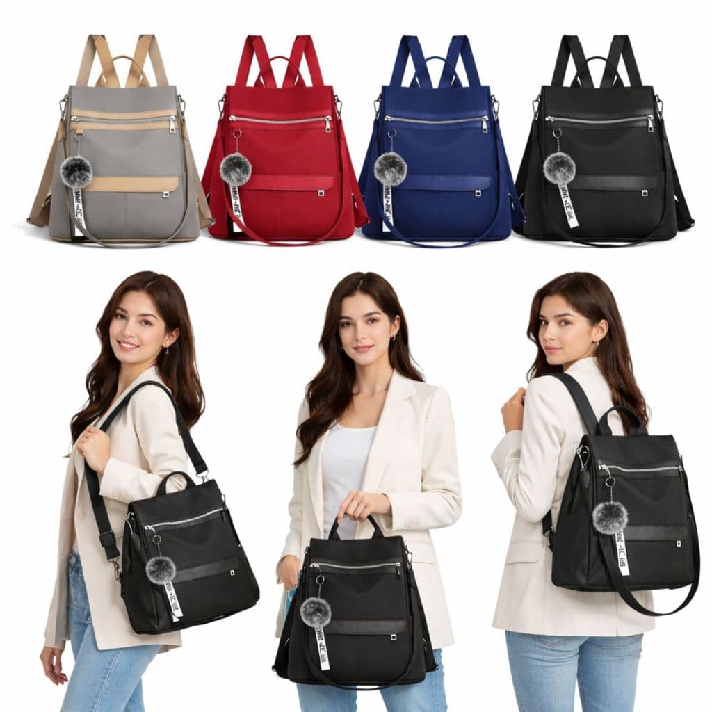 Bolsa Mochila Feminina Antifurto 3 em 1 Mochila Feminina Bolso Secreto Bolsa de Ombro Feminina