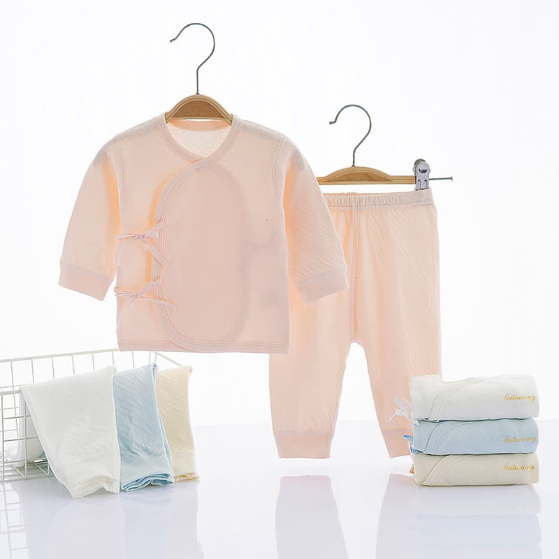 Conjunto de proteção para barriga com cadarço para recém-nascidos, 0-3 meses, bebê, quatro estações, cor sólida, desossa