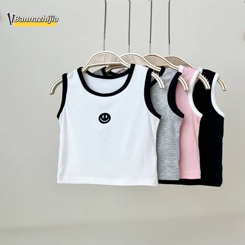 Bebê verão estilo fino crianças infantil com nervuras estiramento Modal esportes sem mangas colete camiseta superior