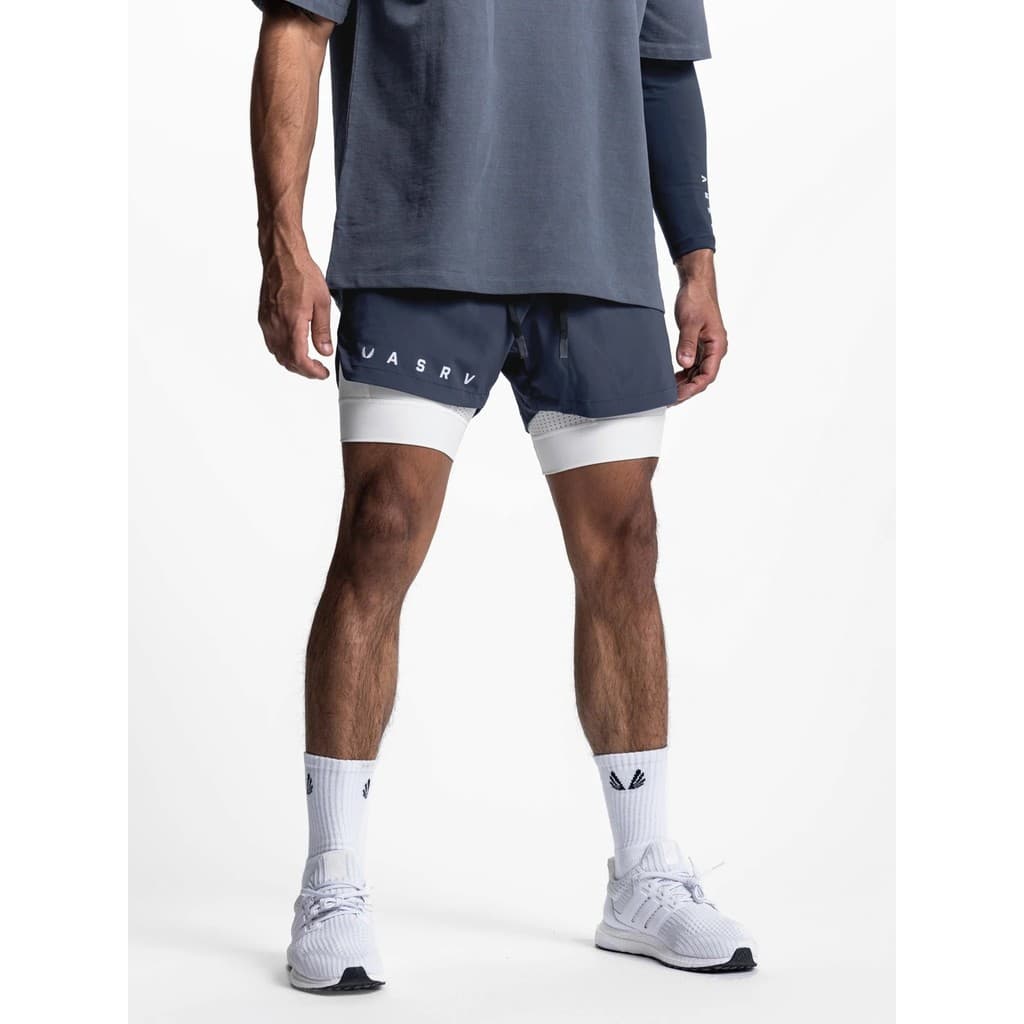 ASRV verão americano basquete Shorts masculino ao ar livre forro de secagem rápida calças de Fitness falso de duas peças