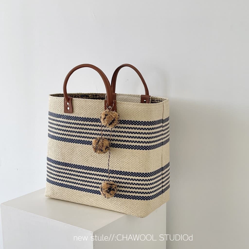 CHAWOOL Bolsa de palha de grande capacidade verão novo estilo nicho bolsa de férias à beira-mar simples bolsa de praia f