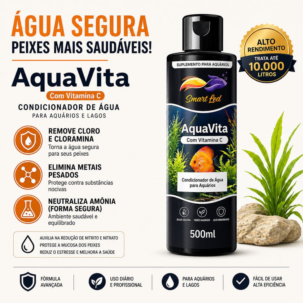Condicionador Aquário 500ml AquaVita Remove Cloro Proteção para Peixes