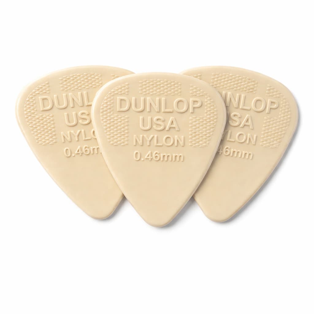 Kit 3 Palhetas Dunlop Nylon Standard 0,46mm Creme Fina Violão Guitarra Cavaco