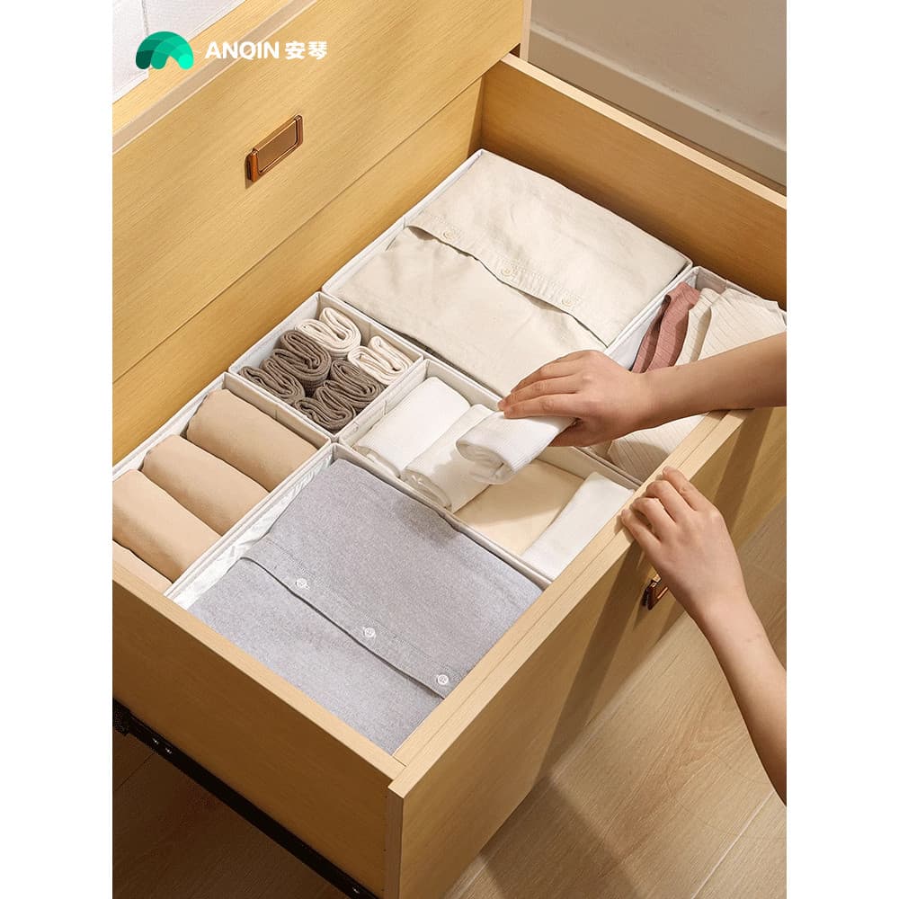 Caixa de armazenamento de roupa interior tecido compartimentado três-em-um roupa interior doméstica meias sutiã gaveta s