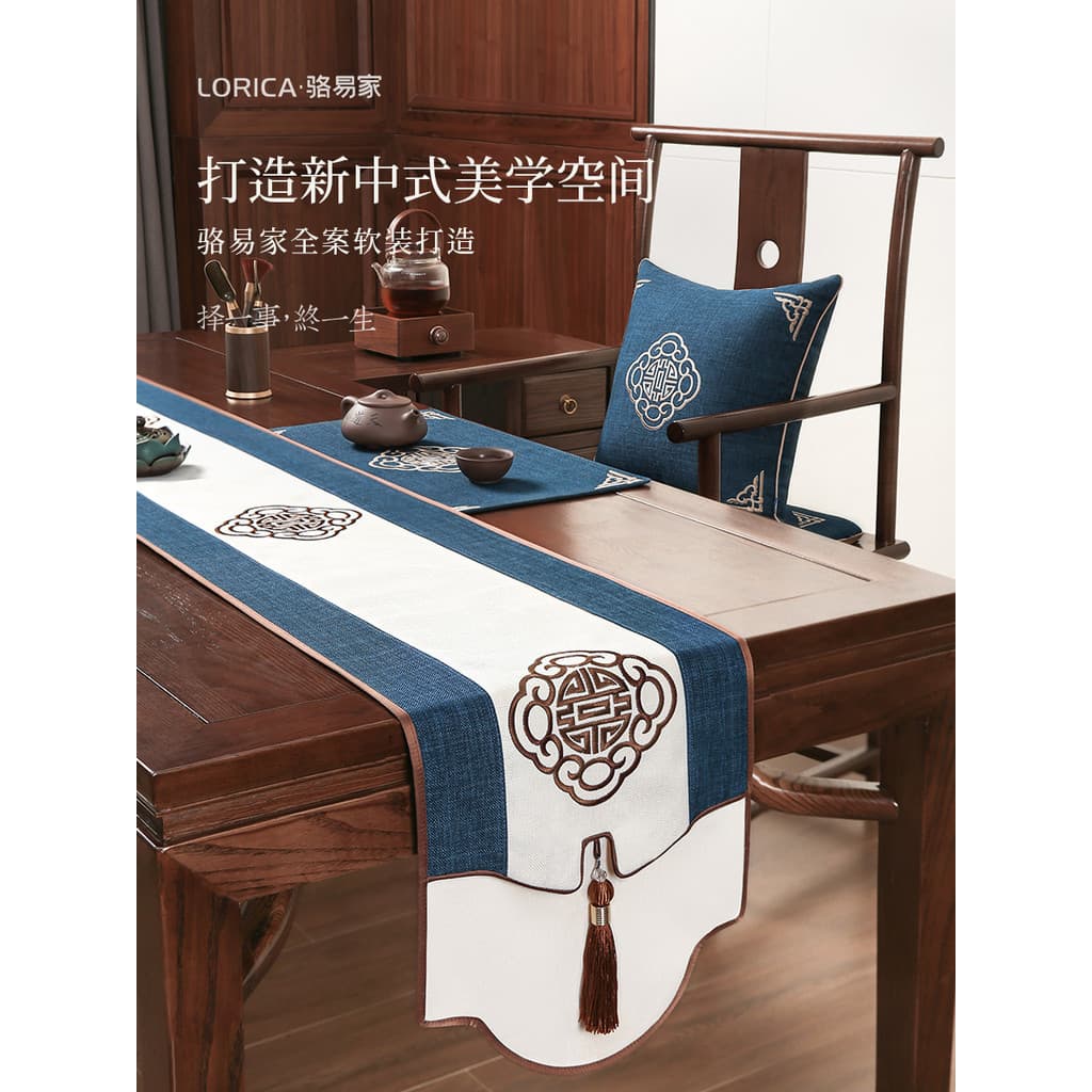 Luoyi novo estilo chinês corredor de mesa à prova dwaterproof água Zen mesa de chá tecido longo mesa de chá pano de chá