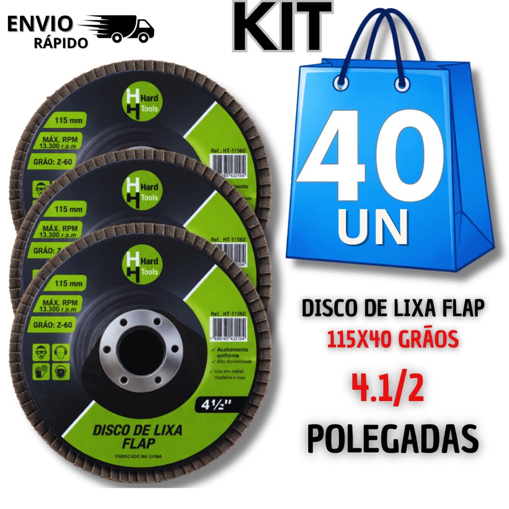 Kit Disco Flap 4.1/2 Grão 40 Flap Disc Lixa Para Ferro Aço Limpeza De Ferrugem Multiuso Utilidades