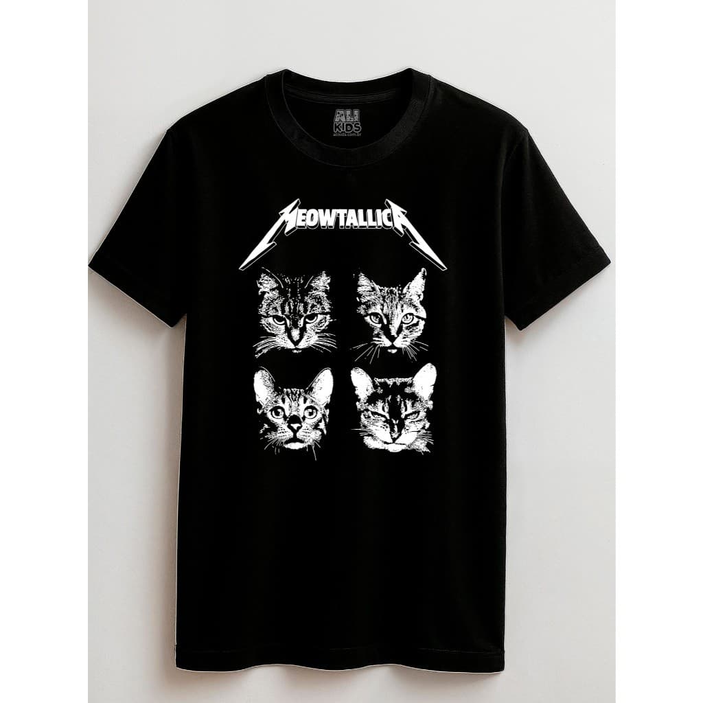 Camiseta Streetwear Juvenil e Infantil 2 ao 16 anos Gatos Meowtallica Urban