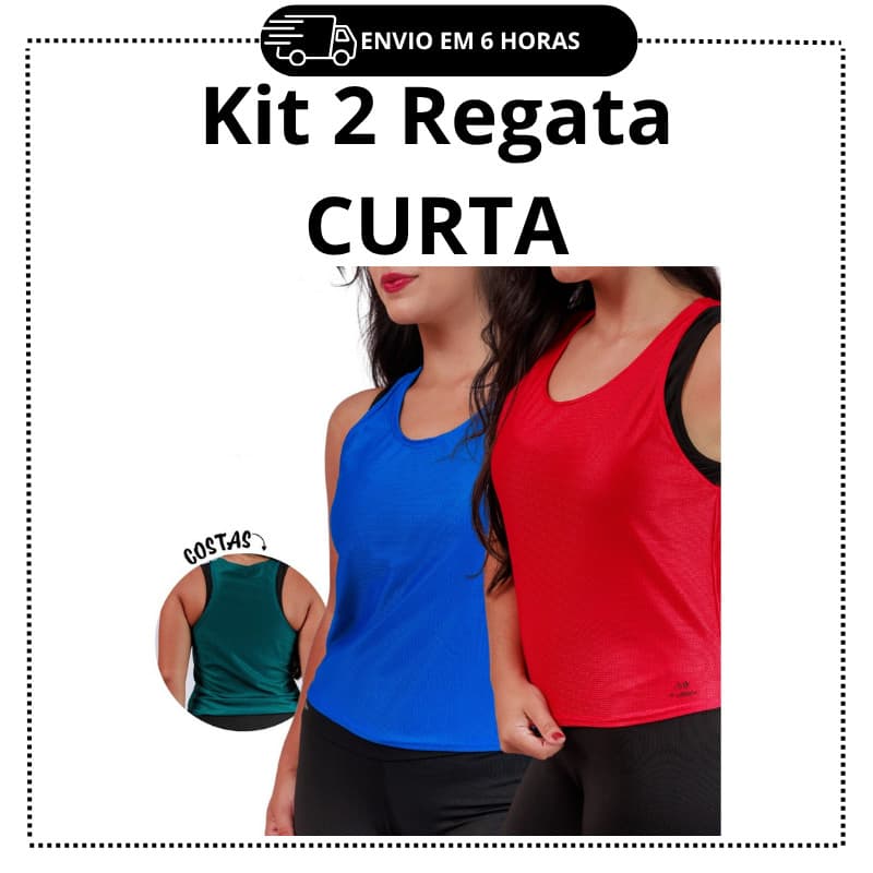 Kit com 2 Camisetas Regata Dry Fit Feminina Academia Esportiva