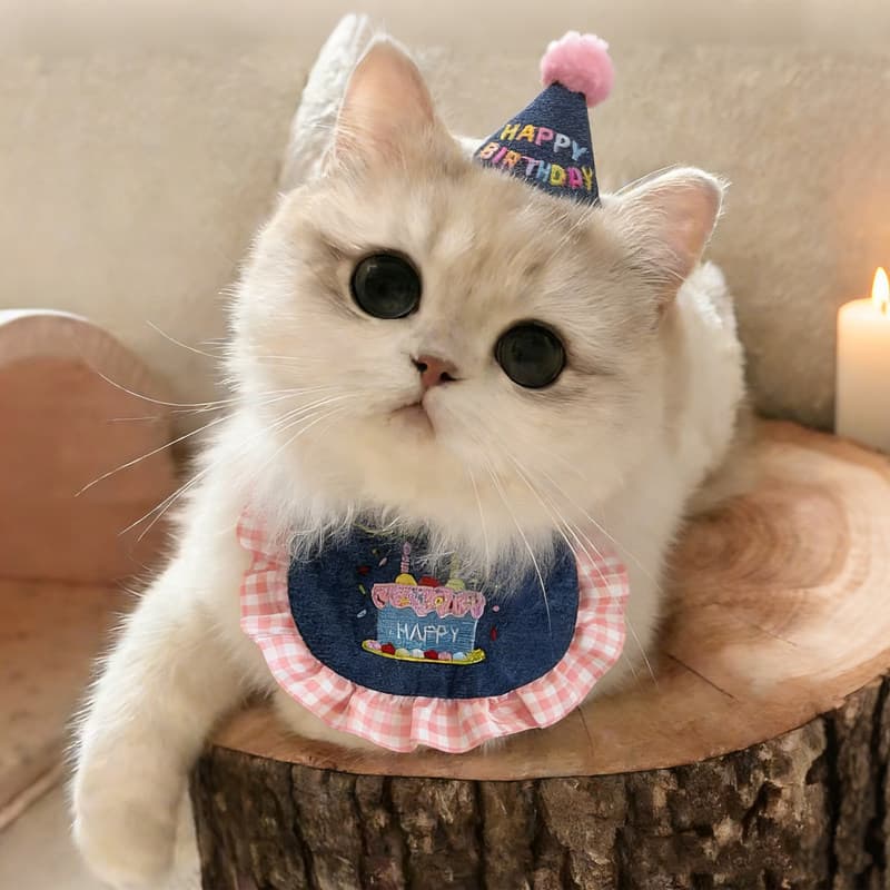 Chapéus Para Animais De Estimação Roupas Lenços De Pescoço De Gato Babadores Bordados De Bolo De Aniversário Fantasia Ad