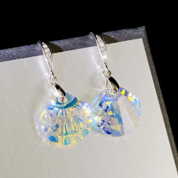 925 prata temperamento concha austríaca cristal Super Flash brincos feminino moda única brincos hipoalergênicos