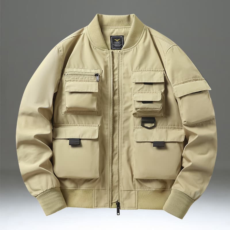 Uniforme de beisebol masculino estilo na moda americano Retro solto Multi-saco ferramentas Casual All-Match bombardeiro