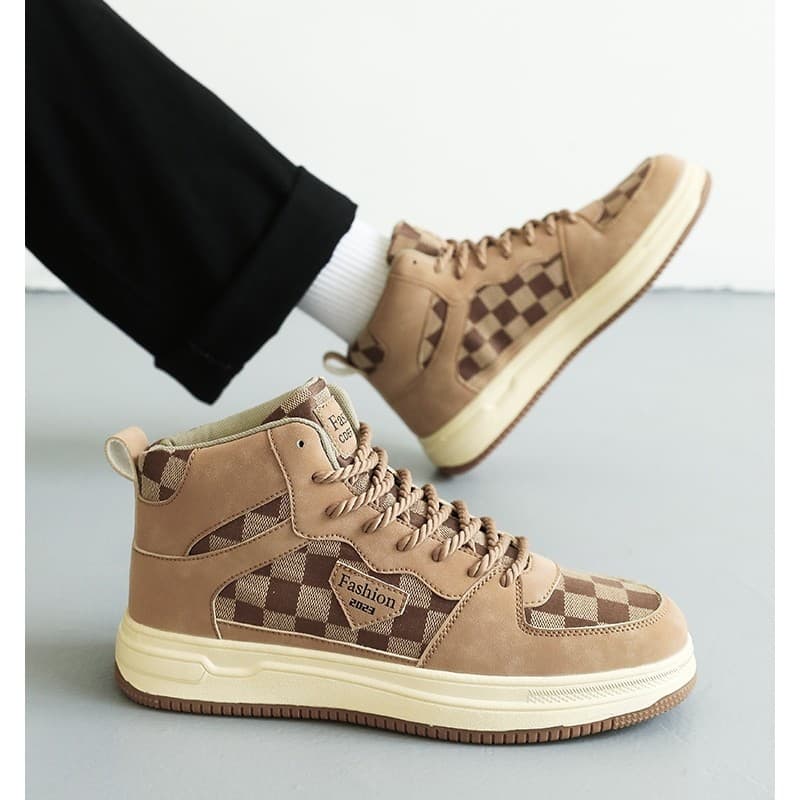 Sapatos masculinos de tamanho grande 2023 outono tênis de alta qualidade Retro xadrez lona sapatos da moda tamanho 48 sa
