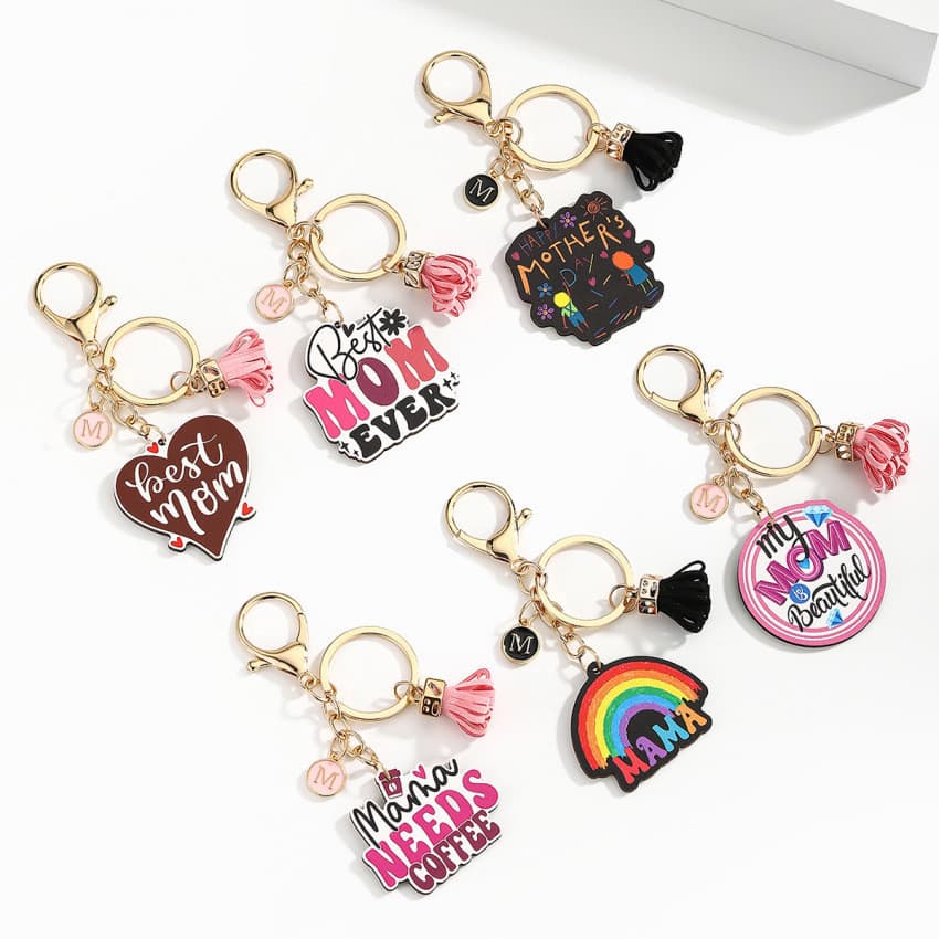 [Estoque pronto] Chaveiro de madeira MAMA Dia das Mães Carta Borla Pingente Mãe Amor Bolsa de Carro Pingente WJG