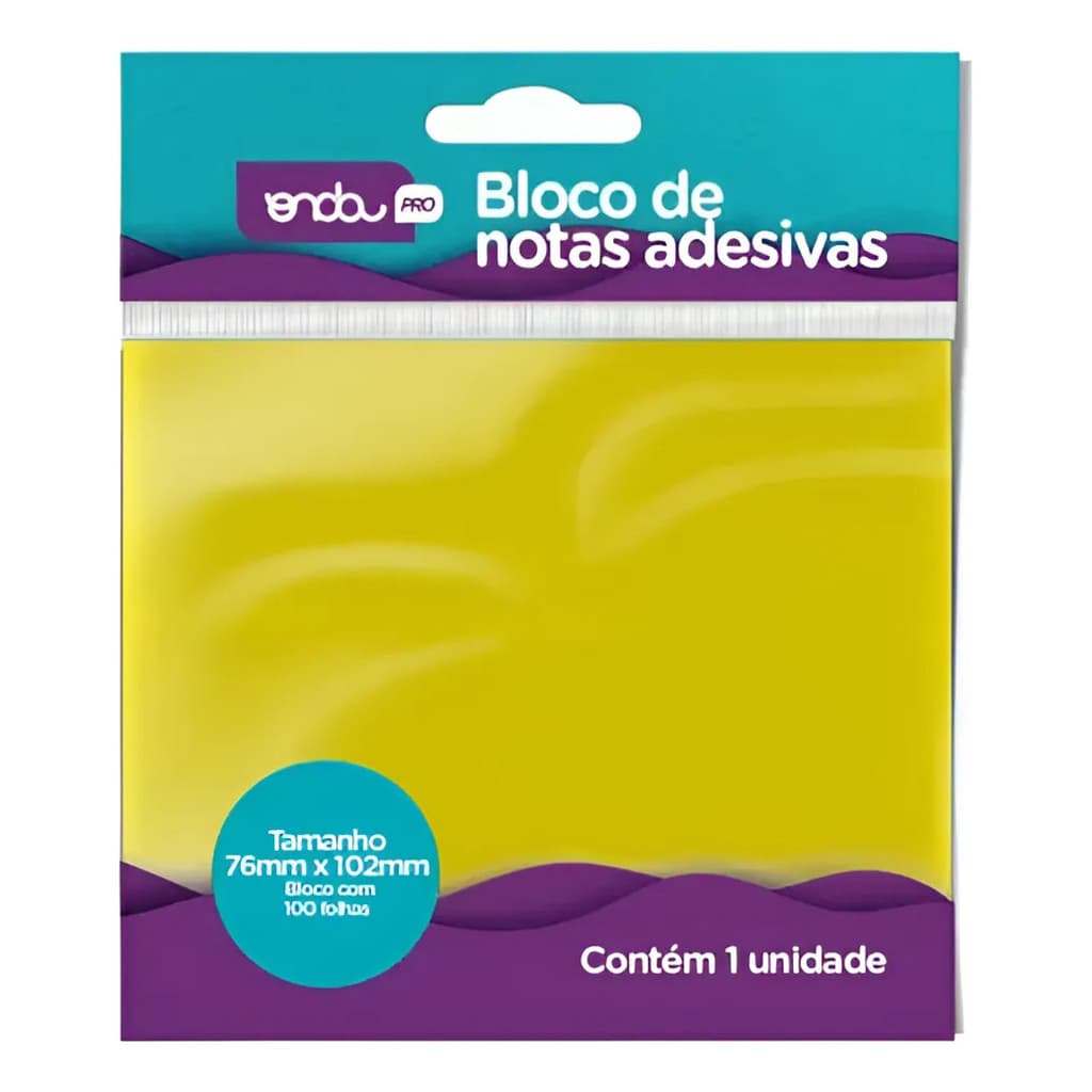 Kit C/ 10 pct Notas Adesivas Onda Pro Amarelo 76x102mm Pct 100un