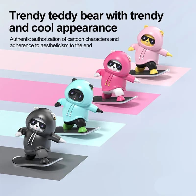 Ornamento De Carro Skate Urso Automático Deslizante Movendo Boneca Decoração Interior