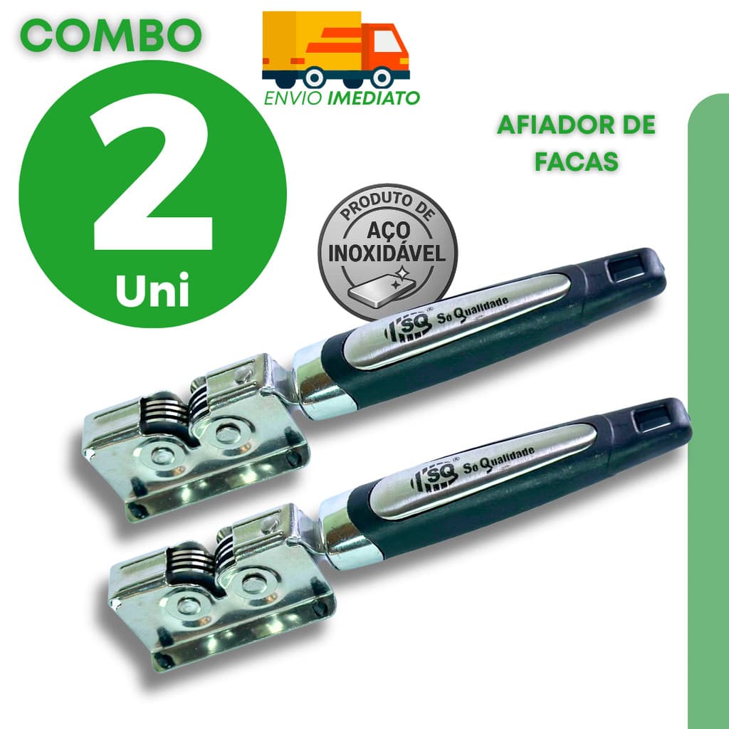 Dupla Afiador de Facas Aço Inox para Manter o Corte de Facas de Cozinha Açogue e Restaurantes