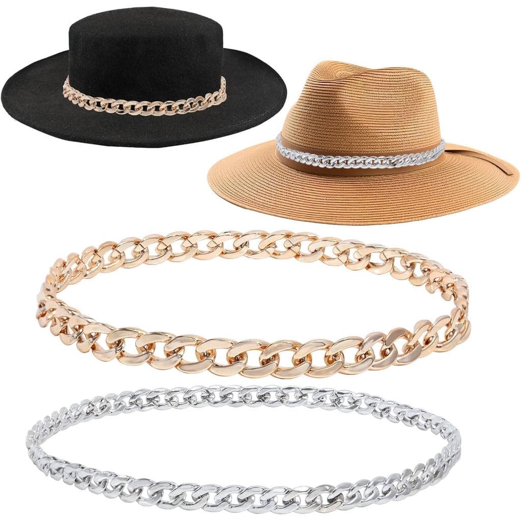 CHGCRAFT 2 peças de Cinto de Corrente para Chapéu, Faixas para Chapéus Clássicos de Cowboy, Chapéus Panamá de Palha, Cha