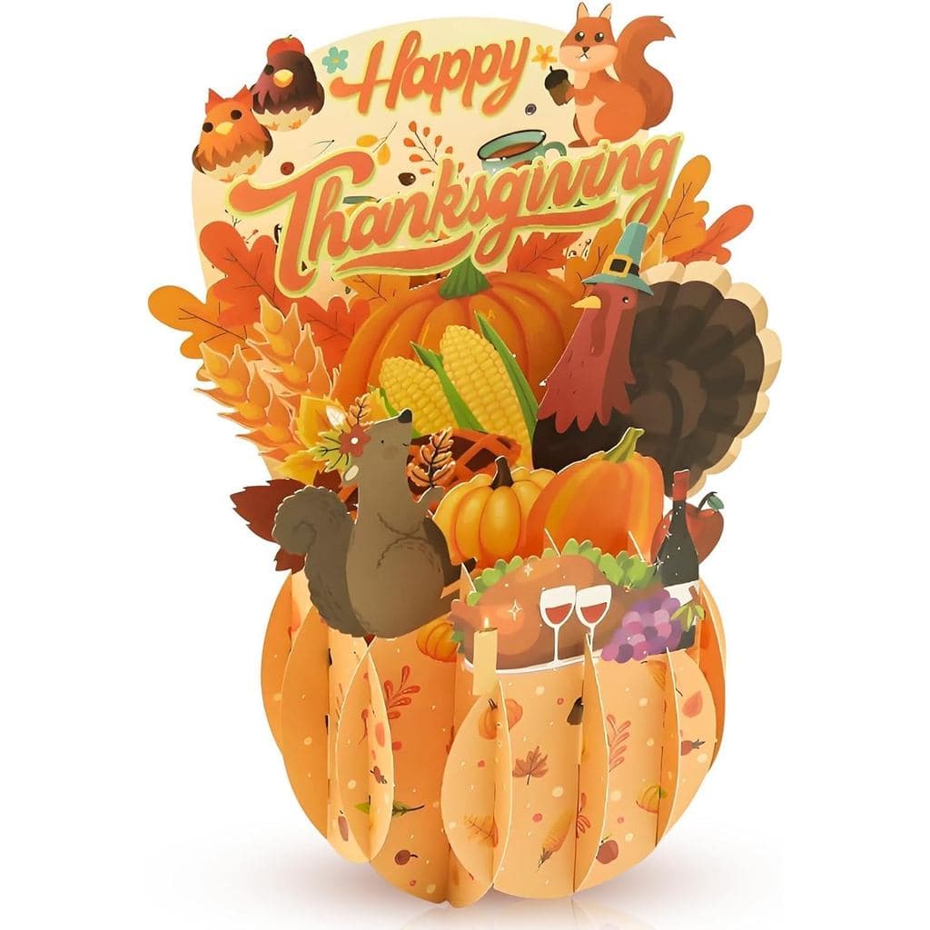 Cartão de Agradecimento 3D para o Dia de Ação de Graças, Cartões de Feriado Personalizados com Envelope e Acessórios de