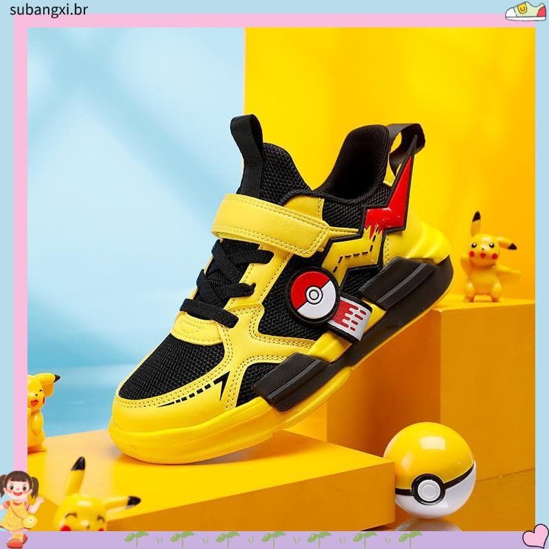 Pokémon Cartoon Kids  Sneakers For Boys , 2023 Para Crianças De Meia-Idade Casual Outdoor Com Couro Impermeável Superior