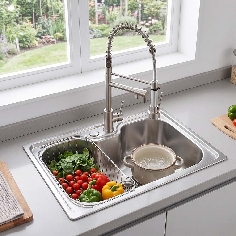 Cuba Gourmet 60x42 Inox 304 + Torneira Cozinha Quente e Frio Retrátil